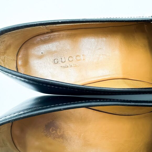 Gucci Jordaan Horsebit Loafer Black Leather Flats Buckle 37, 7 - Picture 15 of 15